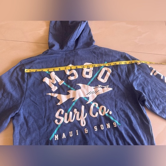 Maui And Sons Blue Hoodie Adult Sz M Florida 1980 spring lightweight pocket - Picture 5 of 16